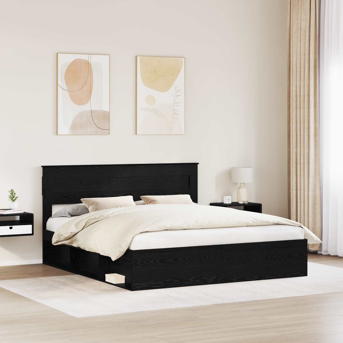 vidaXL Bettrahmen Schwarz 180 x 200 cm Massives Kiefernholz