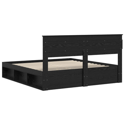 vidaXL Bettrahmen Schwarz 180 x 200 cm Massives Kiefernholz