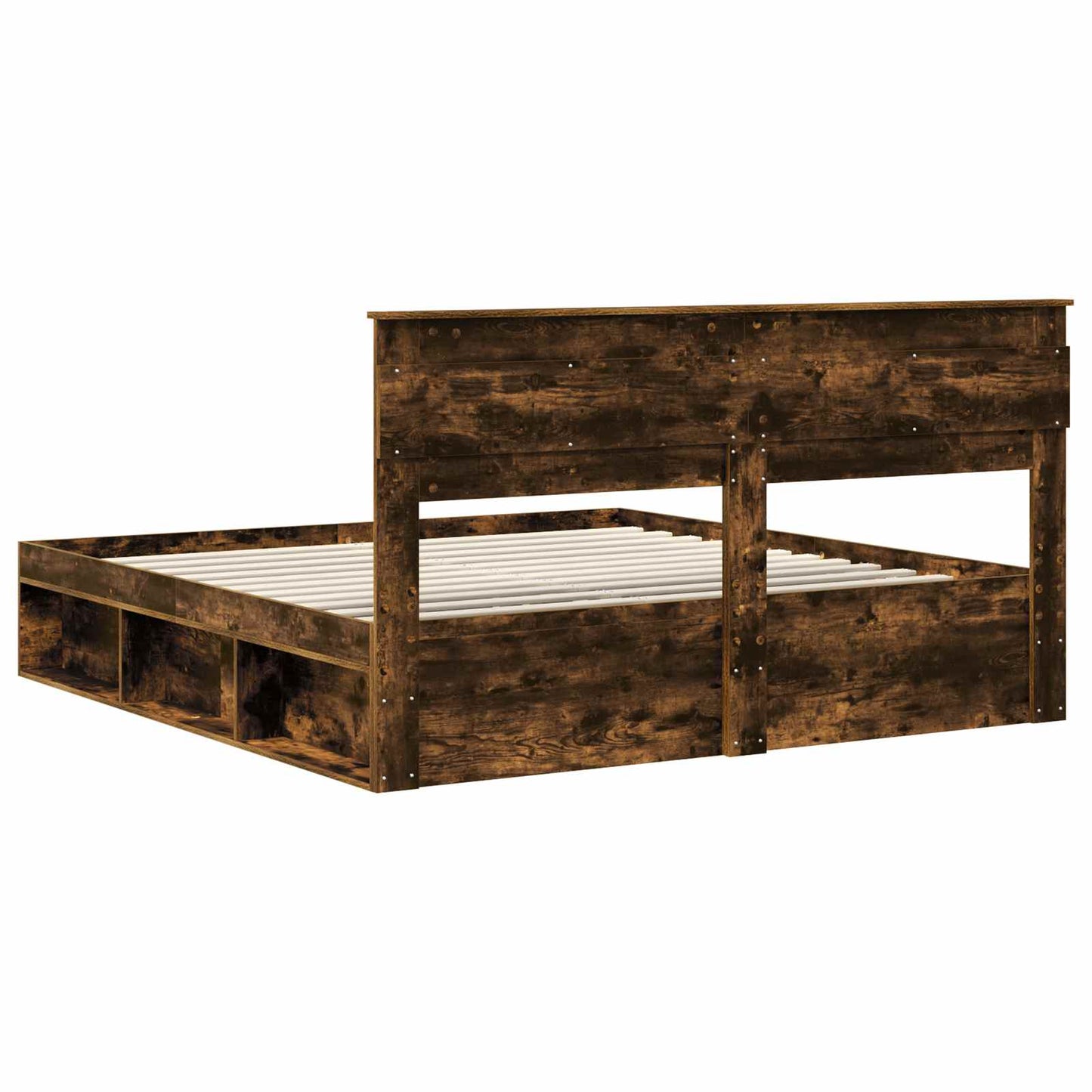 vidaXL Bettrahmen Geräucherte Eiche 180 x 200 cm Massives Kiefernholz