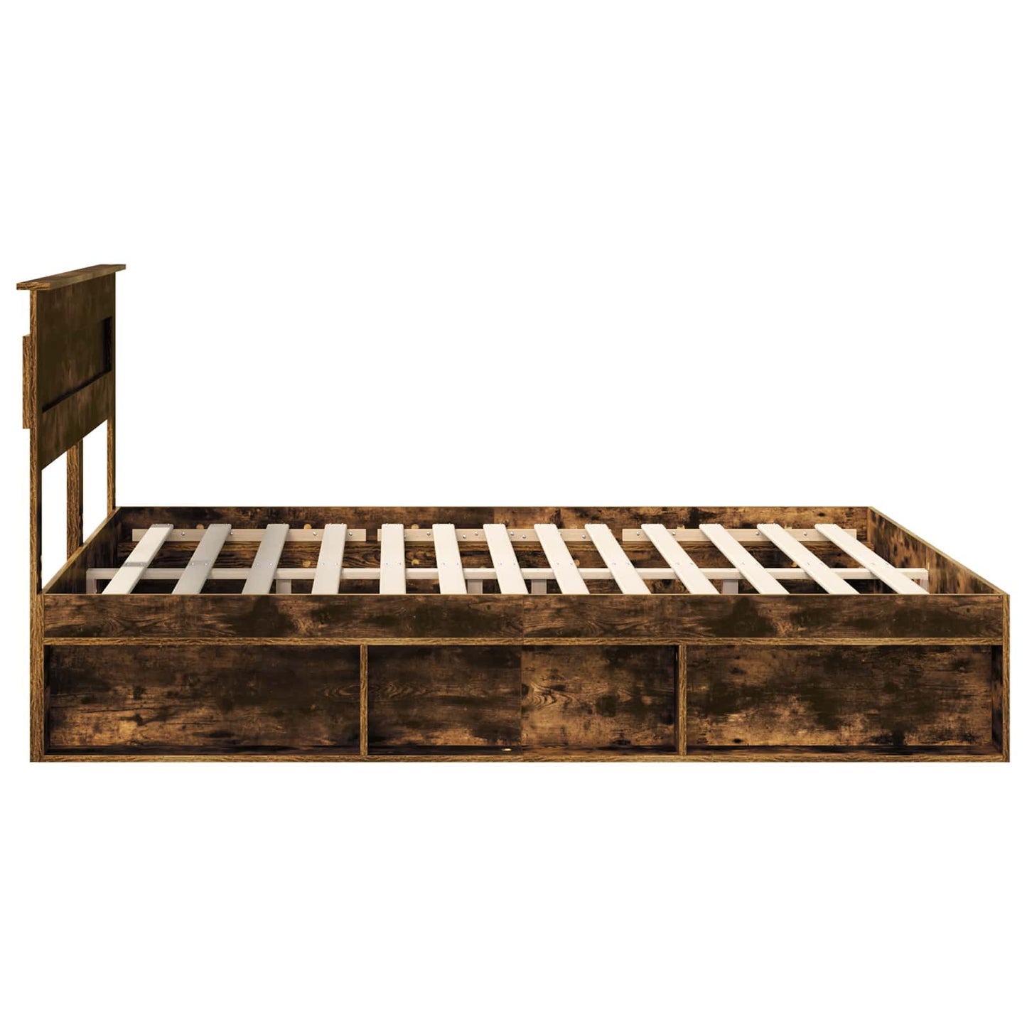 vidaXL Bettrahmen Geräucherte Eiche 180 x 200 cm Massives Kiefernholz