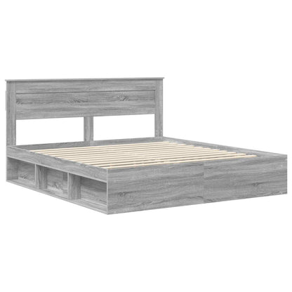 vidaXL Bettrahmen Graues Sonoma 180 x 200 cm Massives Kiefernholz