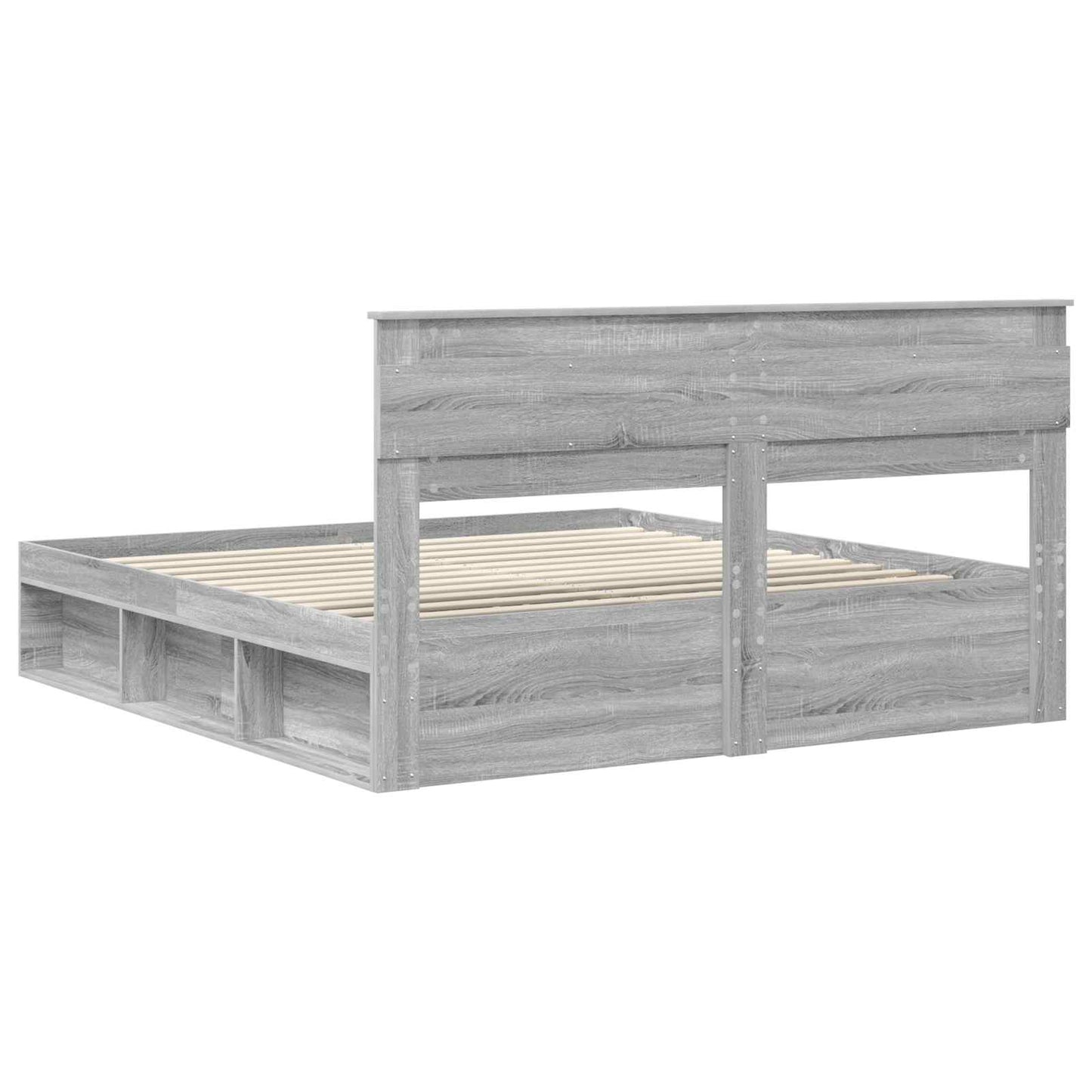 vidaXL Bettrahmen Graues Sonoma 180 x 200 cm Massives Kiefernholz