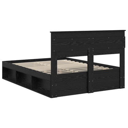 vidaXL Bettrahmen Schwarz 160 x 200 cm Massives Kiefernholz