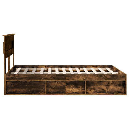 vidaXL Bettrahmen Geräucherte Eiche 160 x 200 cm Massives Kiefernholz