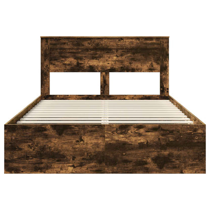 vidaXL Cadre de lit Chêne fumé 150 x 200 cm Bois de pin massif