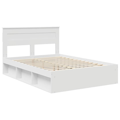 vidaXL Cadre de lit avec tête de lit Blanc 140 x 190 cm Bois de pin massif