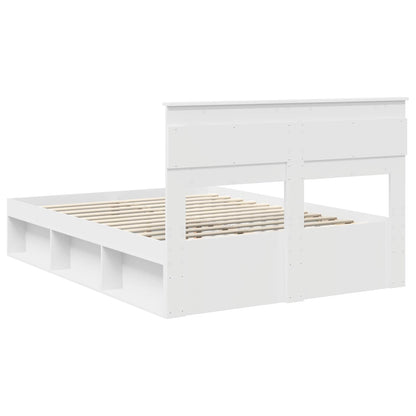 vidaXL Cadre de lit avec tête de lit Blanc 140 x 200 cm Bois de pin massif