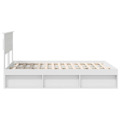 vidaXL Cadre de lit avec tête de lit Blanc 140 x 200 cm Bois de pin massif