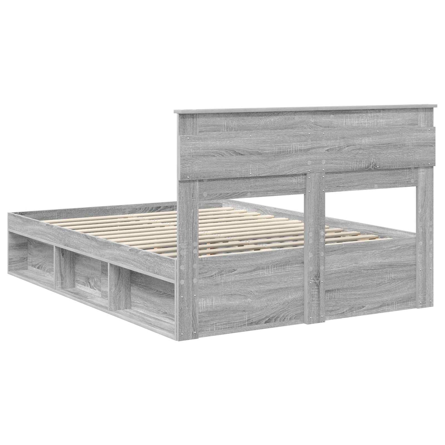 vidaXL Cadre de lit Gris Sonoma 140 x 200 cm Bois de pin massif