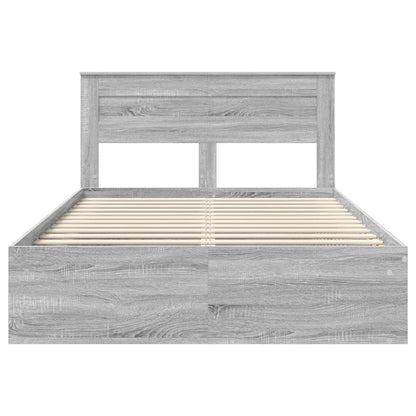 vidaXL Cadre de lit Gris Sonoma 140 x 200 cm Bois de pin massif