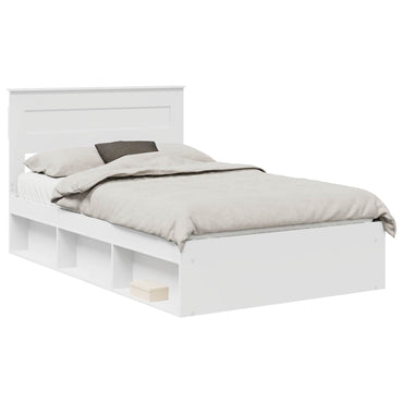 vidaXL Cadre de lit avec tête de lit Blanc 135 x 190 cm Bois de pin massif