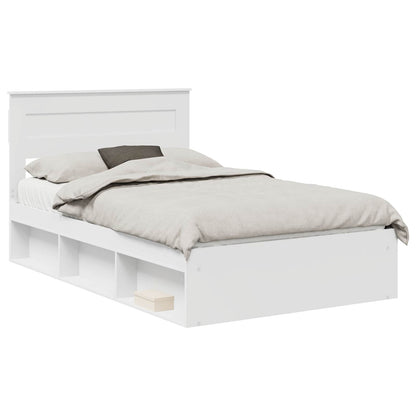 vidaXL Cadre de lit avec tête de lit Blanc 135 x 190 cm Bois de pin massif