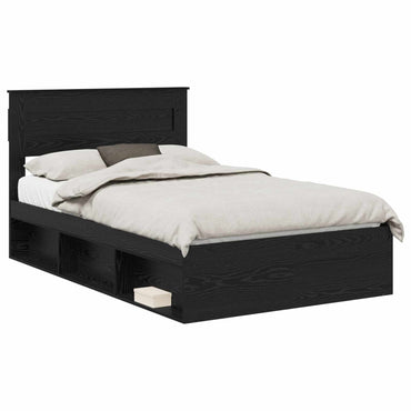 vidaXL Cadre de lit noir 135 x 190 cm en bois de pin massif