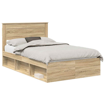vidaXL Cadre de lit chêne Sonoma 135 x 190 cm Bois de pin massif