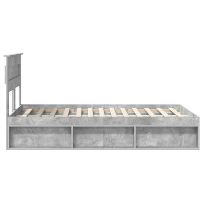 vidaXL Cadre de lit Gris béton 135 x 190 cm Bois de pin massif