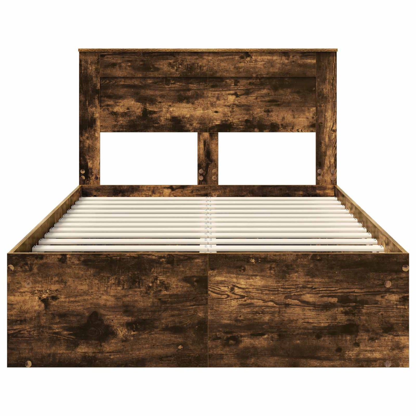 vidaXL Cadre de lit Chêne fumé 135 x 190 cm Bois de pin massif
