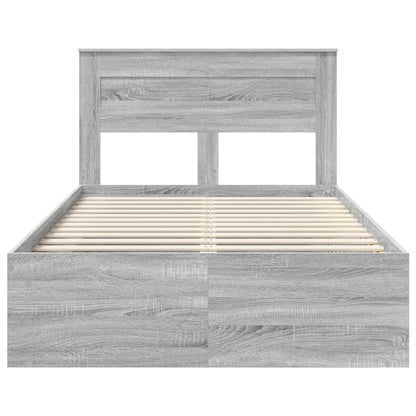 vidaXL Cadre de lit Gris Sonoma 135 x 190 cm Bois de pin massif