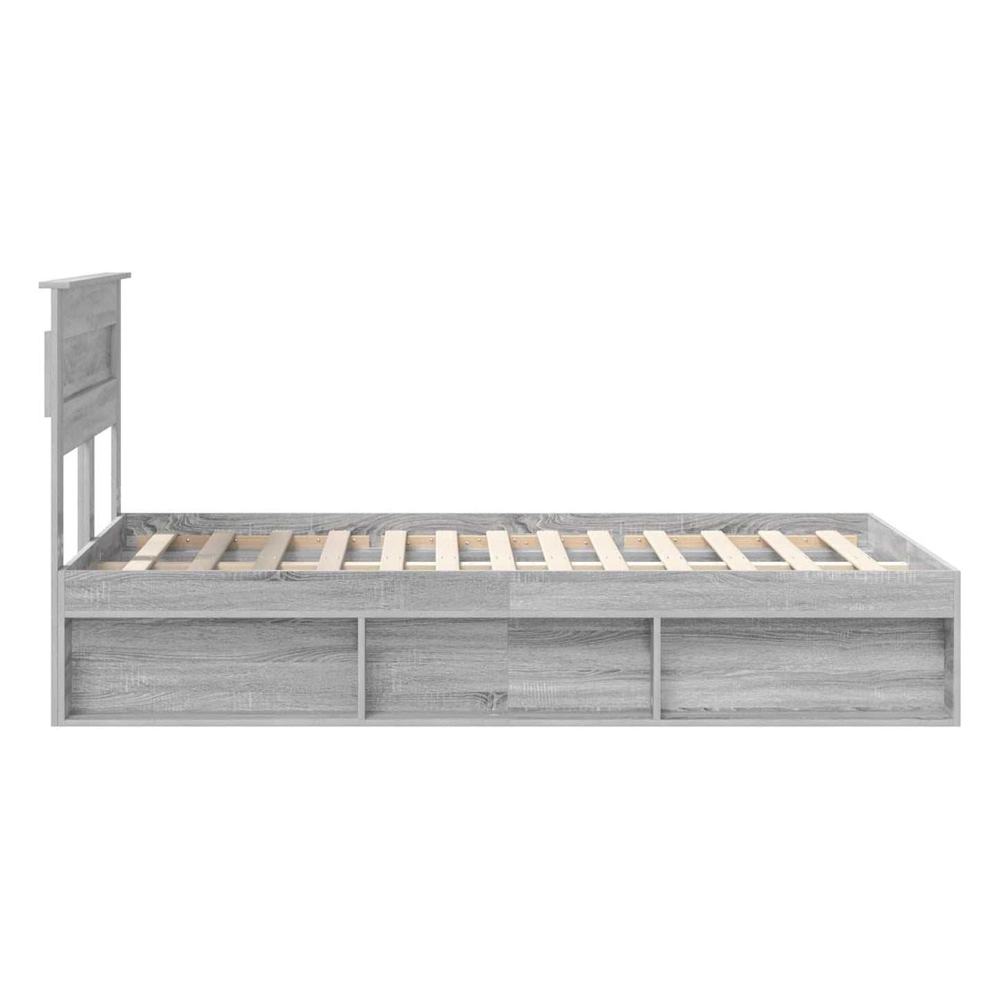vidaXL Cadre de lit Gris Sonoma 135 x 190 cm Bois de pin massif