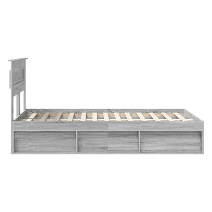 vidaXL Cadre de lit Gris Sonoma 135 x 190 cm Bois de pin massif