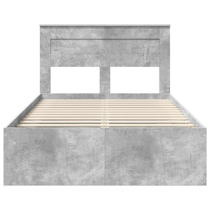 vidaXL Cadre de lit avec tête de lit Béton 120 x 190 cm Bois de pin massif