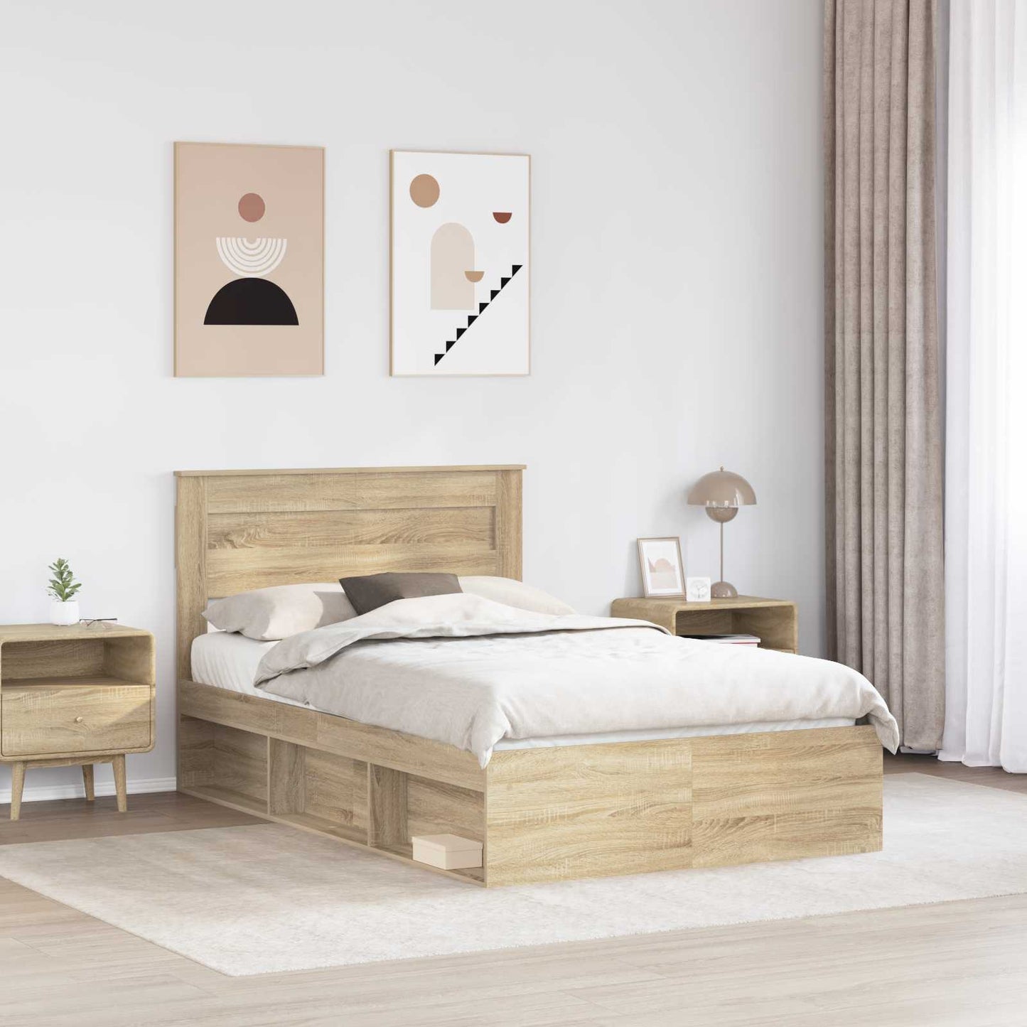 vidaXL Bettrahmen Sonoma 120 x 200 cm Massives Kiefernholz