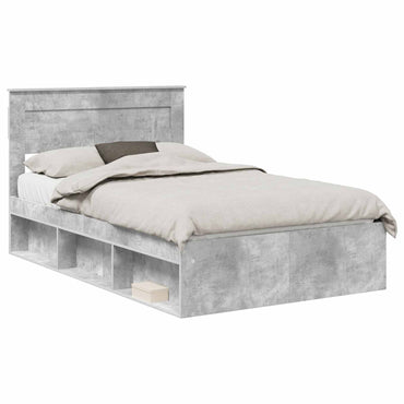 vidaXL Bettrahmen mit Kopfteil Beton 120 x 200 cm Massives Kiefernholz