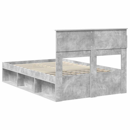 vidaXL Bettrahmen mit Kopfteil Beton 120 x 200 cm Massives Kiefernholz