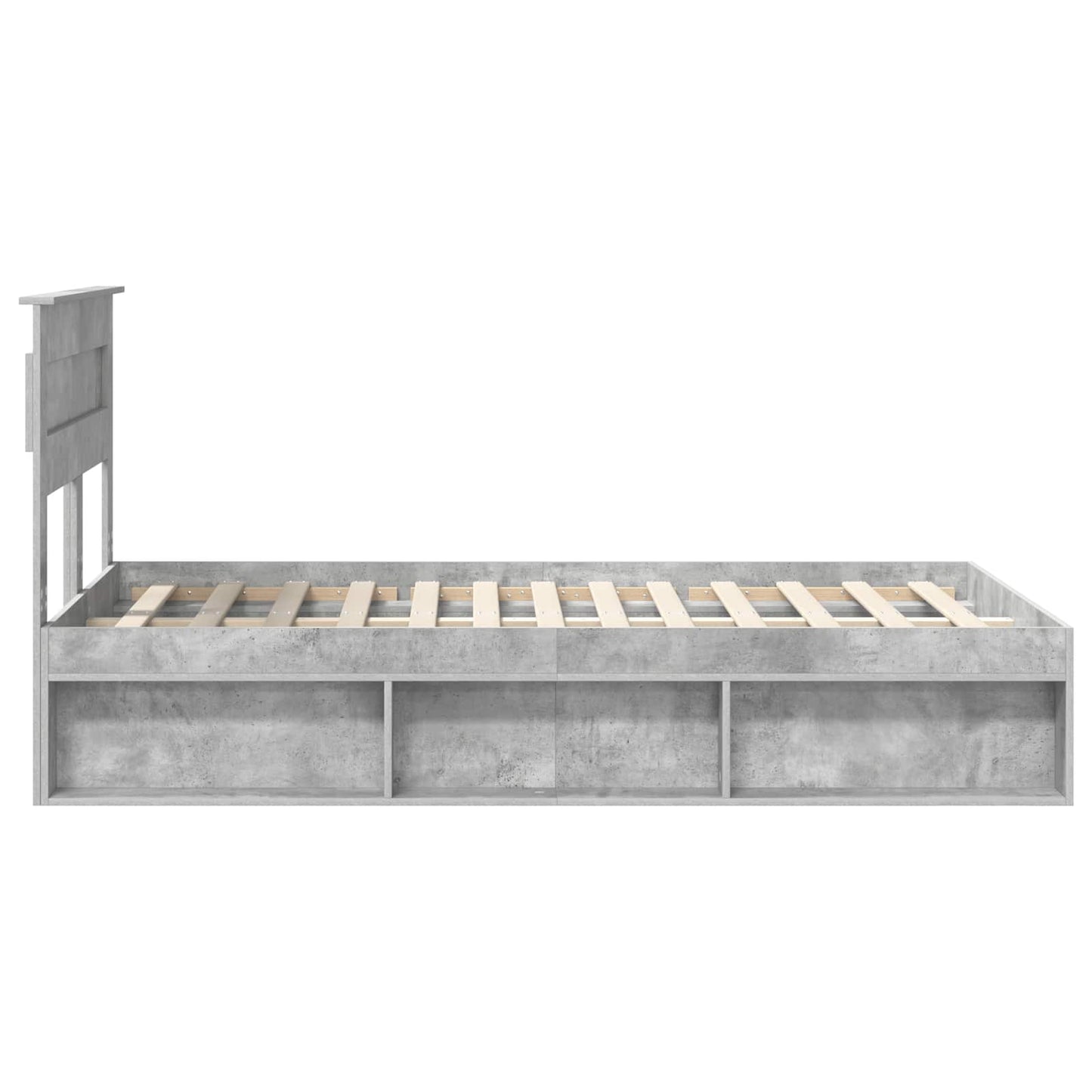 vidaXL Bettrahmen mit Kopfteil Beton 120 x 200 cm Massives Kiefernholz