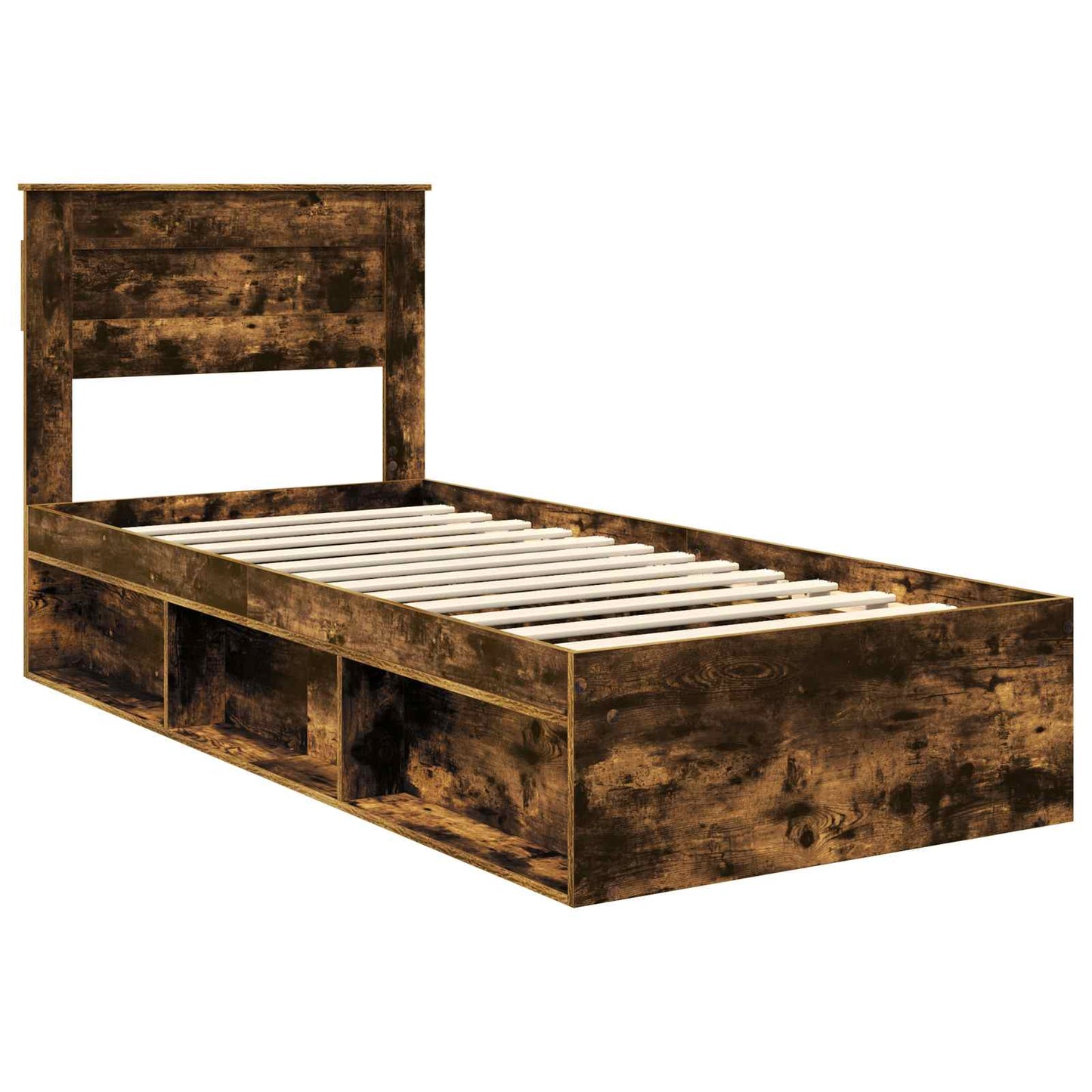 vidaXL Bettrahmen Geräucherte Eiche 100 x 200 cm Massives Kiefernholz