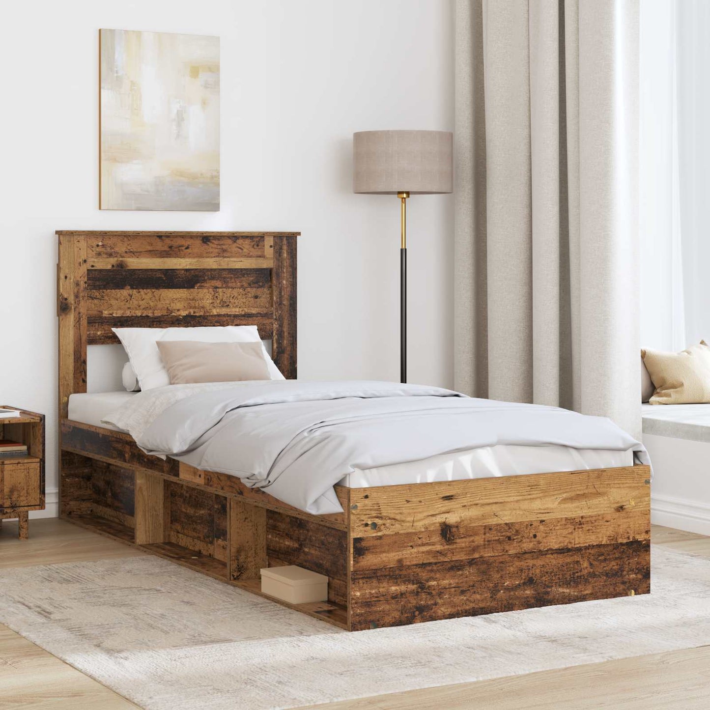 vidaXL Bettrahmen Altholz 100 x 200 cm Massives Kiefernholz