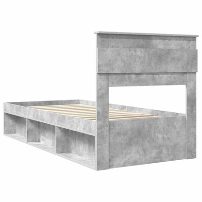vidaXL Bettrahmen Beton Grau 90 x 190 cm Massives Kiefernholz