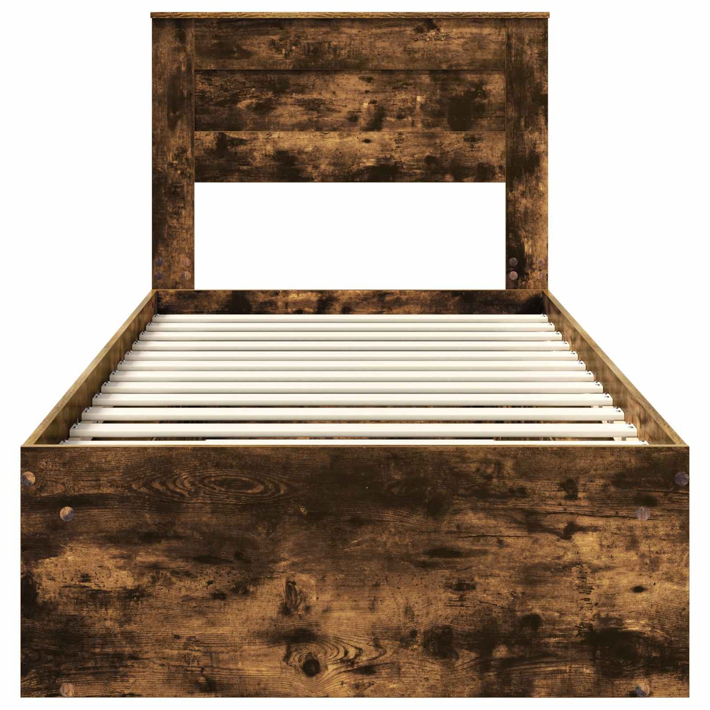 vidaXL Bettrahmen Geräucherte Eiche 90 x 190 cm Massives Kiefernholz