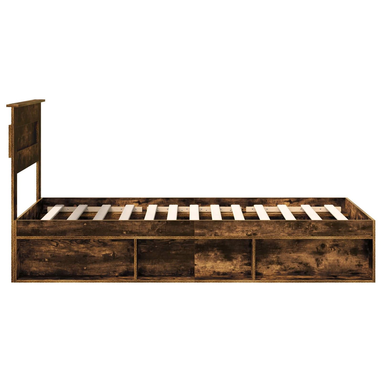 vidaXL Bettrahmen Geräucherte Eiche 90 x 190 cm Massives Kiefernholz