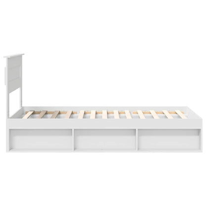 vidaXL Bettrahmen mit Kopfteil Weiß 90 x 200 cm Massives Kiefernholz