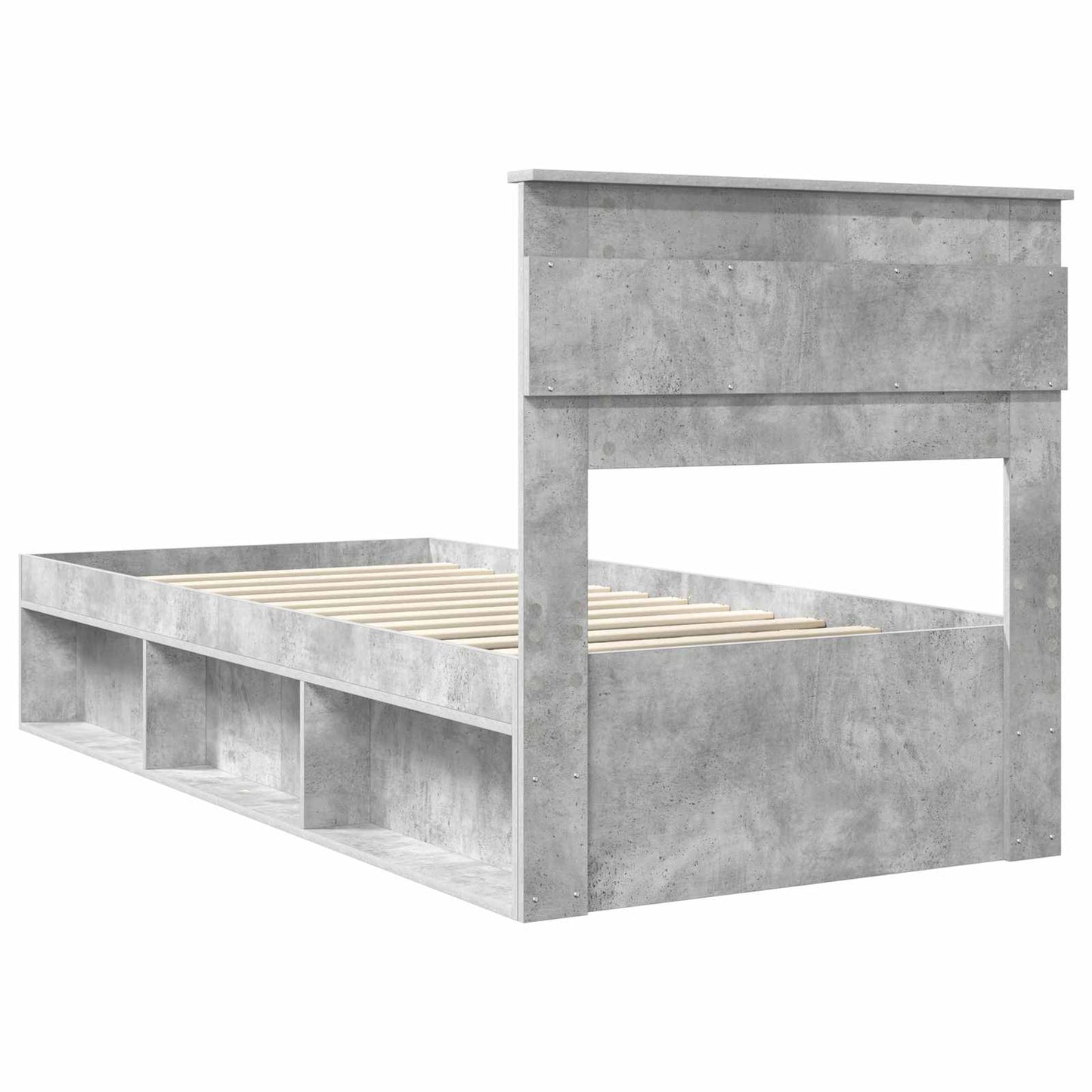 vidaXL Bettrahmen mit Kopfteil Beton 90 x 200 cm Massives Kiefernholz