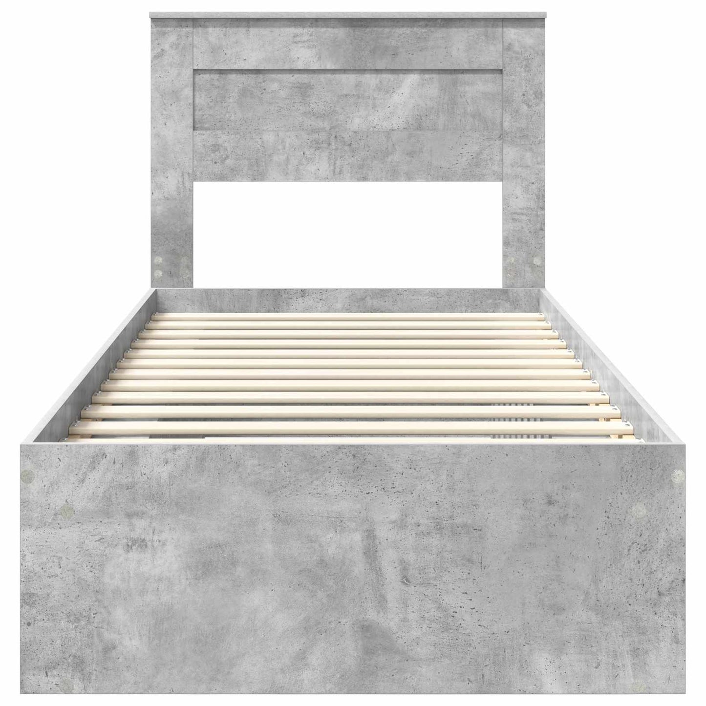 vidaXL Bettrahmen mit Kopfteil Beton 90 x 200 cm Massives Kiefernholz