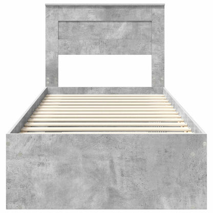 vidaXL Bettrahmen mit Kopfteil Beton 90 x 200 cm Massives Kiefernholz