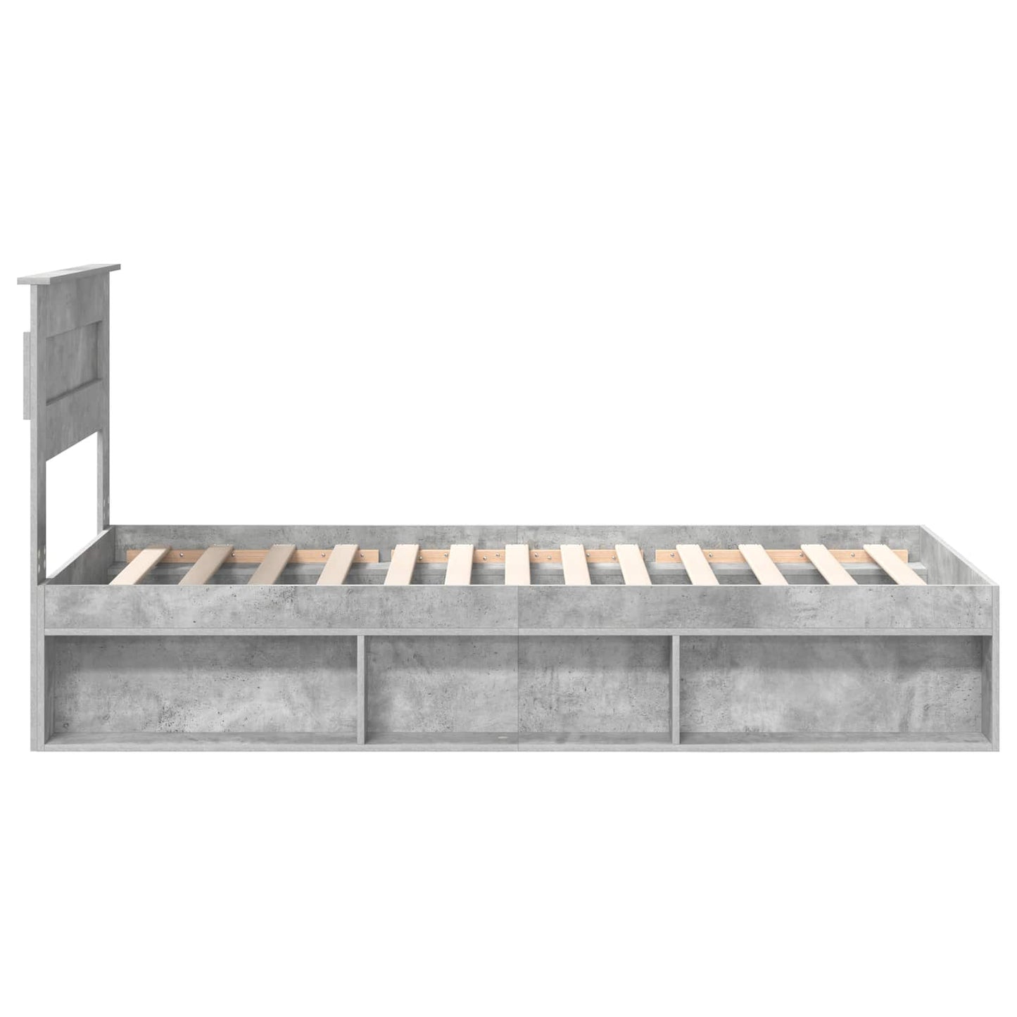 vidaXL Bettrahmen mit Kopfteil Beton 90 x 200 cm Massives Kiefernholz