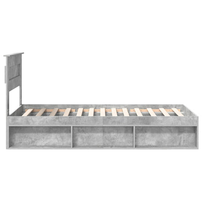 vidaXL Bettrahmen mit Kopfteil Beton 90 x 200 cm Massives Kiefernholz