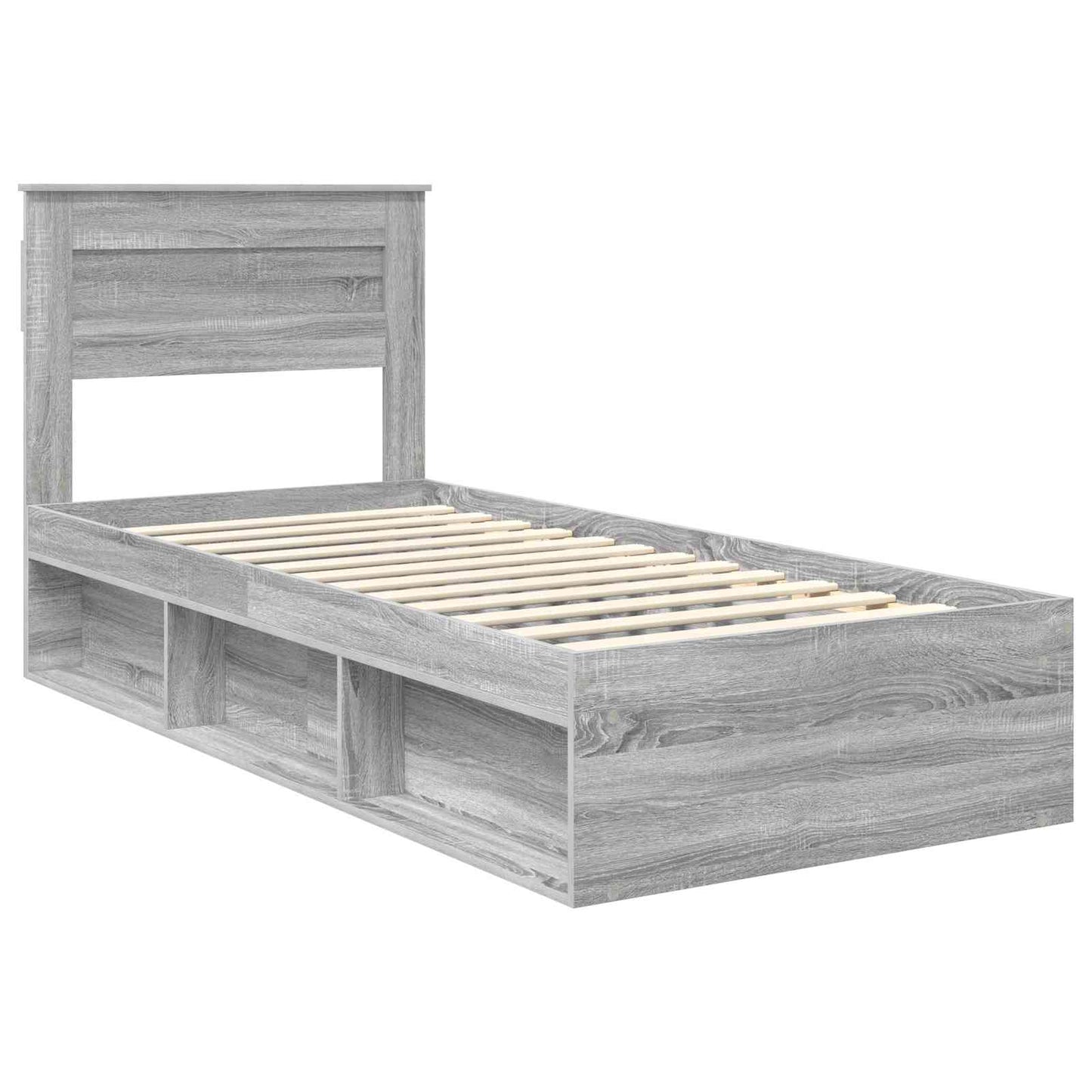 vidaXL Cadre de lit Gris Sonoma 90 x 200 cm Bois de pin massif
