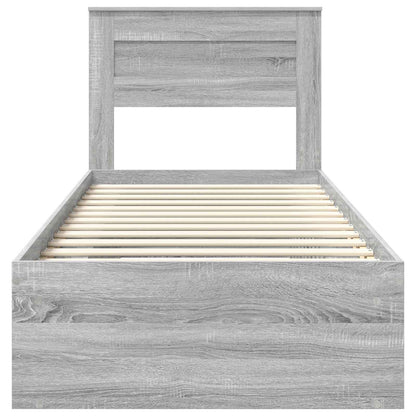 vidaXL Cadre de lit Gris Sonoma 90 x 200 cm Bois de pin massif