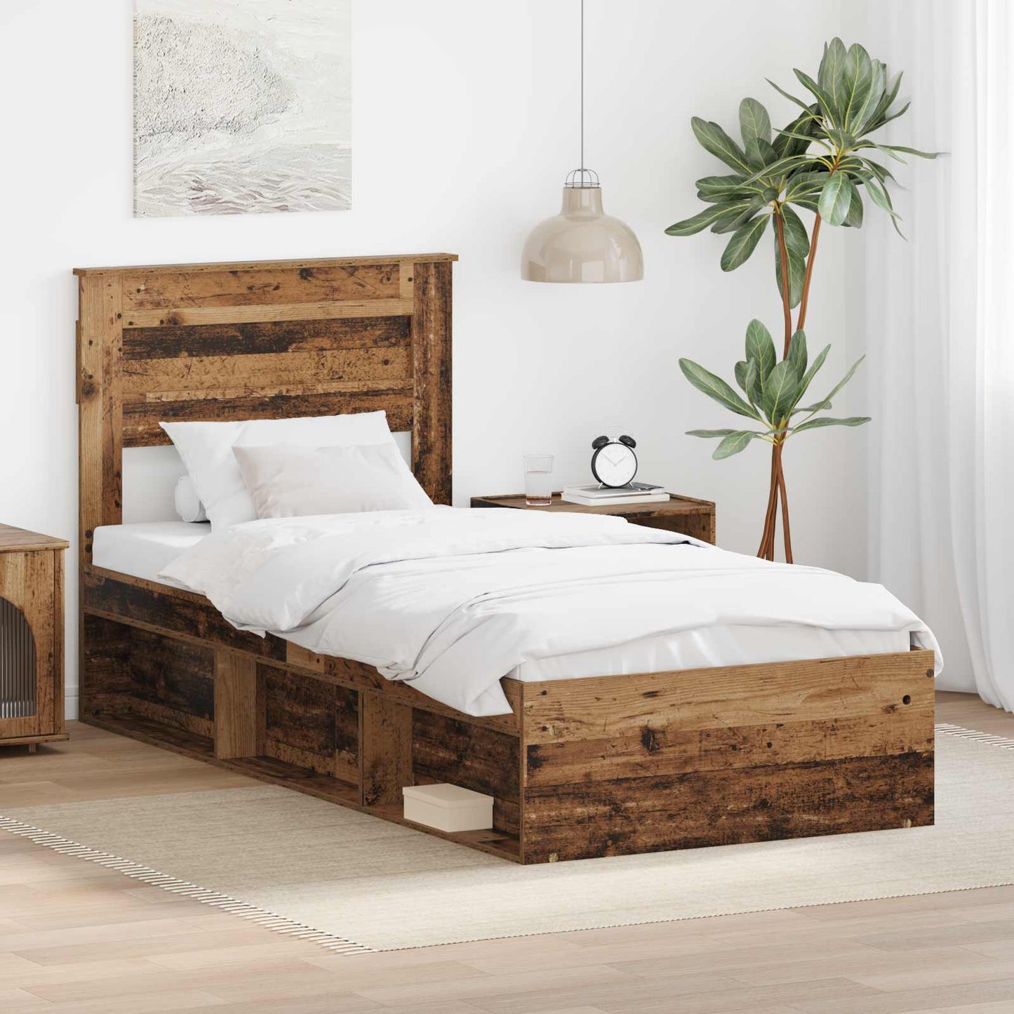 vidaXL Bettrahmen Altholz 90 x 200 cm Massives Kiefernholz