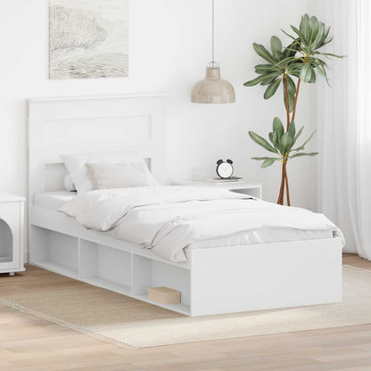 vidaXL Bettrahmen mit Kopfteil Weiß 75 x 190 cm Massives Kiefernholz