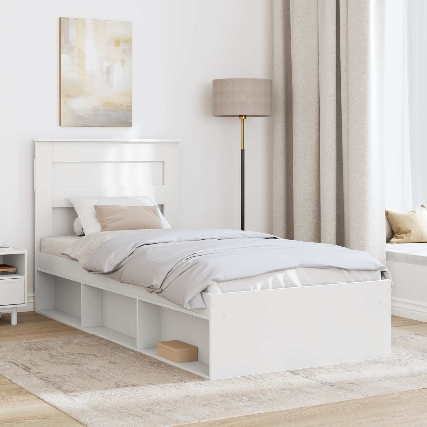 vidaXL Bettrahmen mit Kopfteil Weiß 75 x 190 cm Massives Kiefernholz