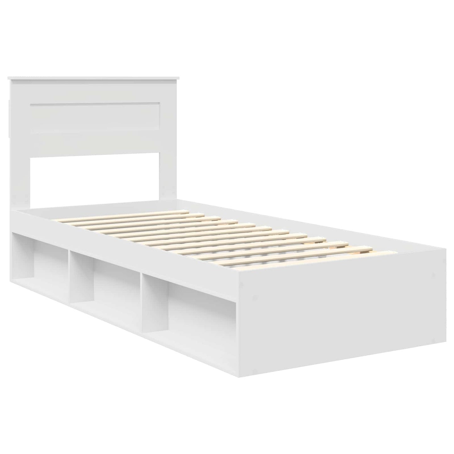 vidaXL Bettrahmen mit Kopfteil Weiß 75 x 190 cm Massives Kiefernholz