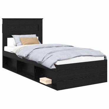 vidaXL Bettrahmen Schwarz 75 x 190 cm Massives Kiefernholz