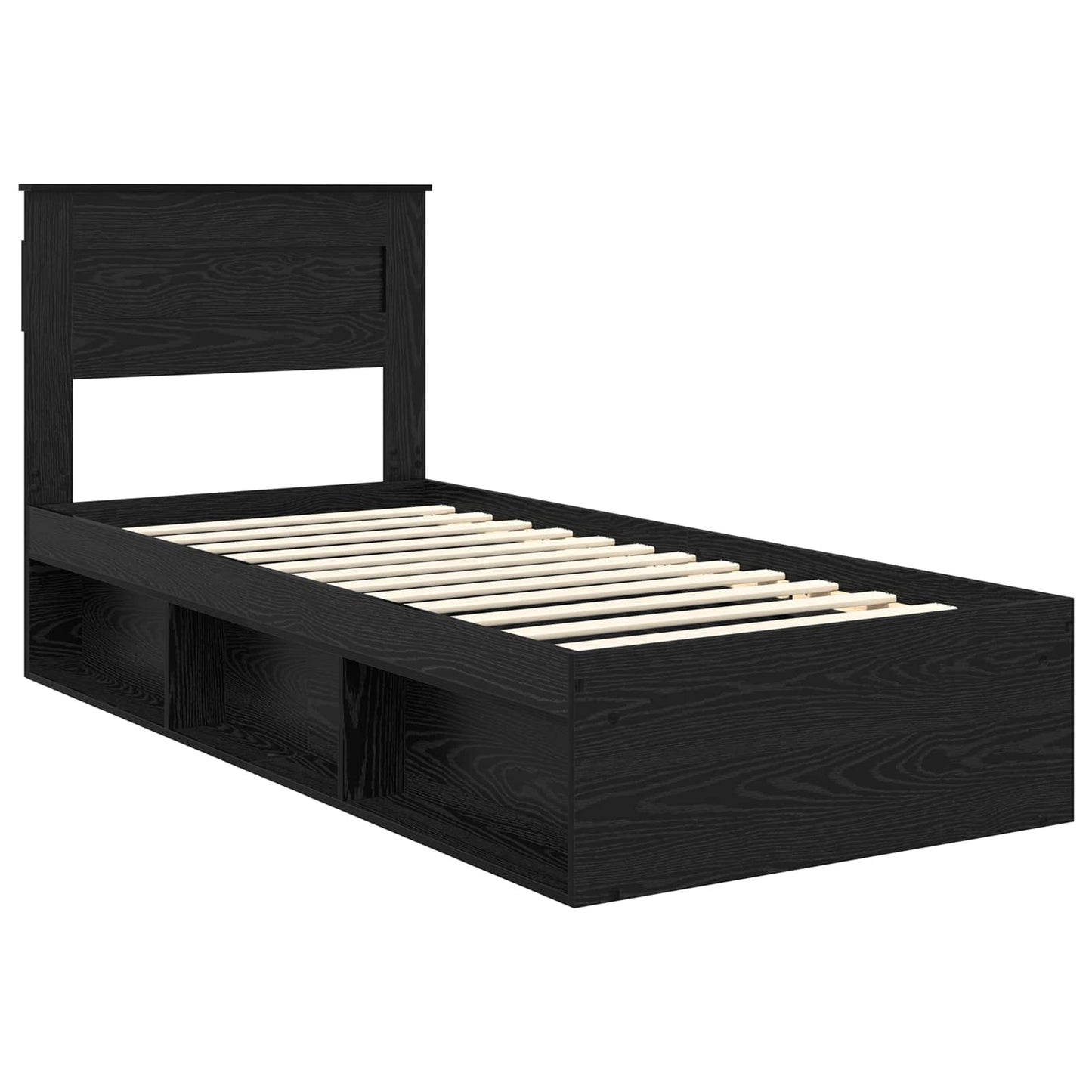 vidaXL Bettrahmen Schwarz 75 x 190 cm Massives Kiefernholz