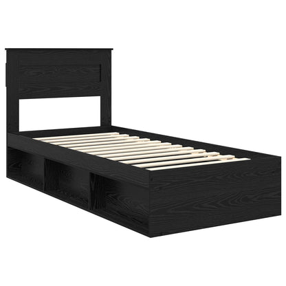 vidaXL Bettrahmen Schwarz 75 x 190 cm Massives Kiefernholz