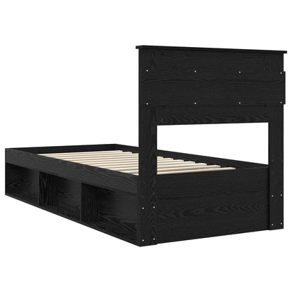 vidaXL Bettrahmen Schwarz 75 x 190 cm Massives Kiefernholz