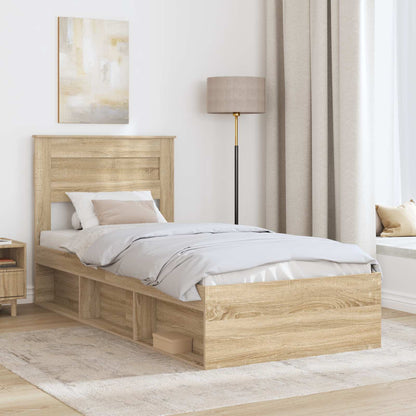 vidaXL Bettrahmen Sonoma-Eiche 75 x 190 cm Massives Kiefernholz